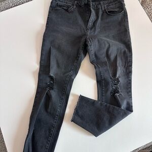 Just Black Women's Washed Black Skinny Jeans with Knee Rips